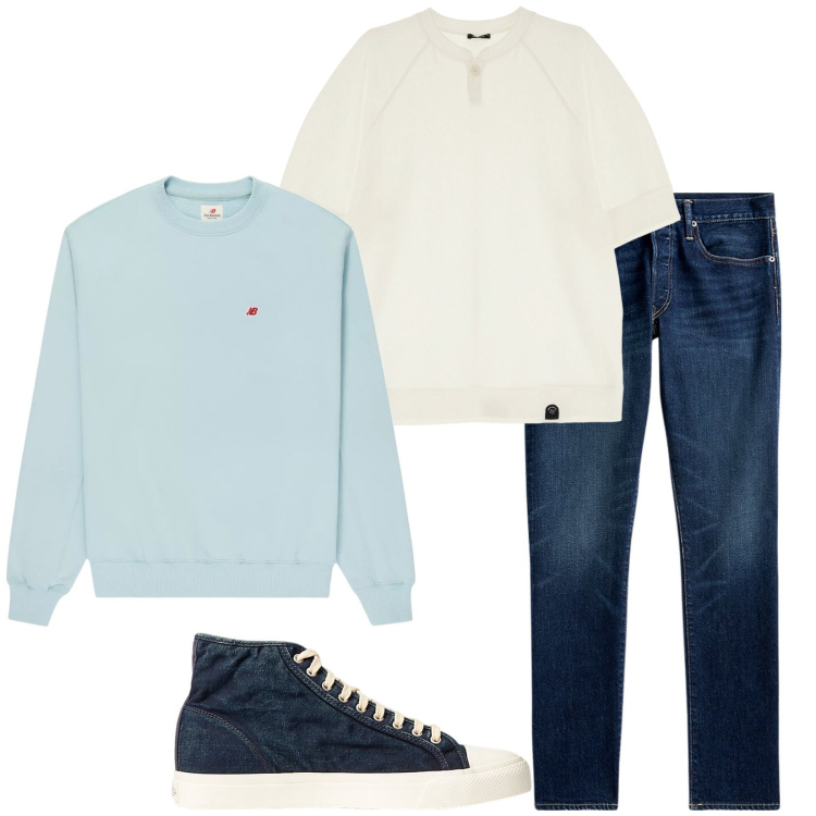 Outfit uomo - Very casual. Stile Casual per Tutti i giorni. Abbinamento con felpe, t-shirt, sneakers, jeans.