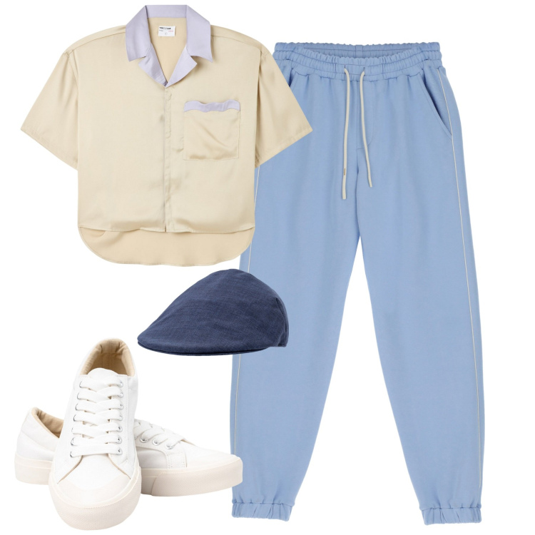 Outfit uomo - Total look #1945573. Stile Urban per Tutti i giorni. Abbinamento con camicie a manica corta, pantaloni, sneakers, cappelli.