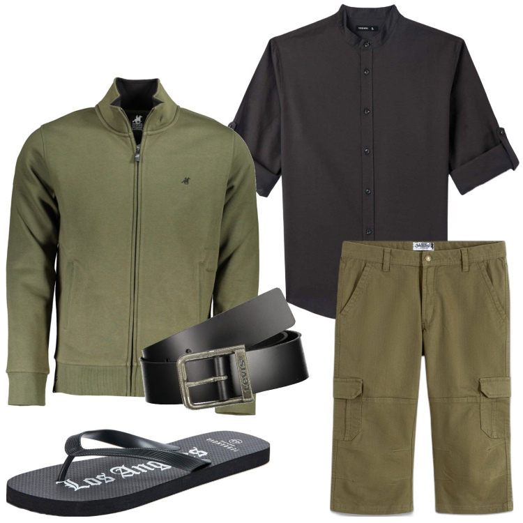 Outfit uomo - Tempo libero. Stile Casual per Tutti i giorni. Abbinamento con jeans dritti, camicie, sandali, cinture, felpe.