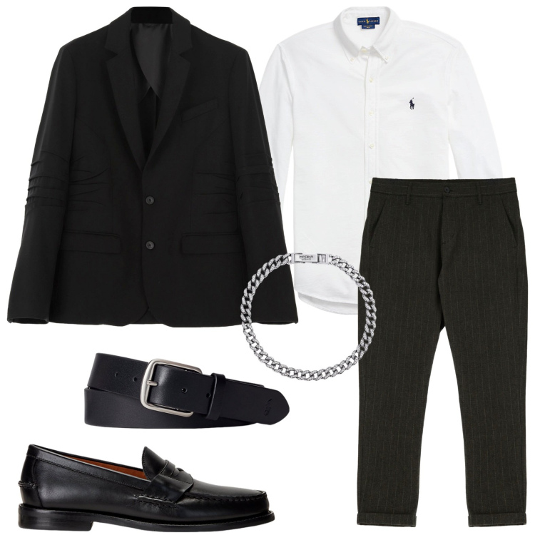 Outfit uomo - Cerimonia. Stile Urban per Cerimonia. Abbinamento con braccialetti, giacche, pantaloni, camicie, scarpe stringate, cinture.