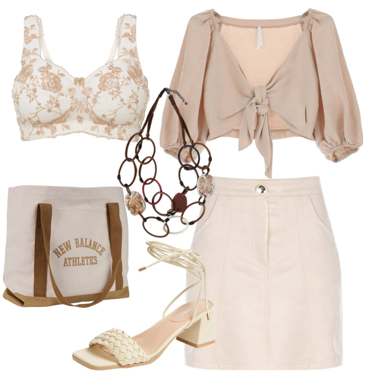 Outfit donna - Total look #1945812. Stile Casual per Tutti i giorni. Abbinamento con reggiseni, sandali alla schiava, top, minigonne, borse tote, collane.