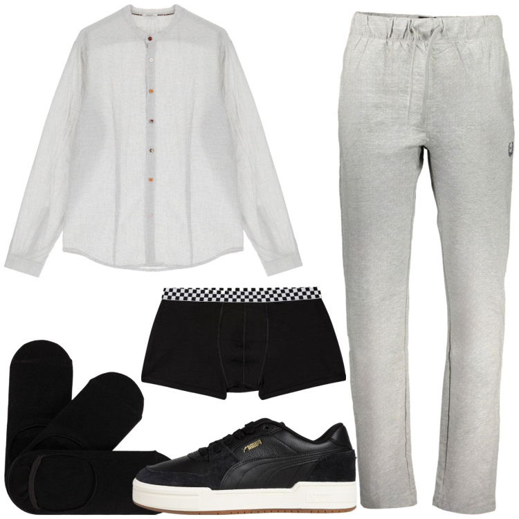 Outfit uomo - Total look #1945849. Stile Casual per Tutti i giorni. Abbinamento con boxer, calzini, camicie, sneakers, pantaloni.