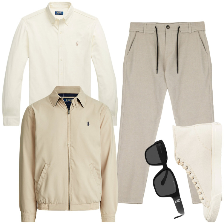 Outfit uomo - Total look #1945879. Stile Casual per Ufficio. Abbinamento con pantaloni, sneakers, giacche, occhiali da sole, camicie.