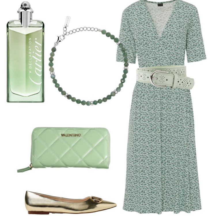 Outfit donna - Total look #1945950. Stile Casual per Tutti i giorni. Abbinamento con vestiti, cinture, profumi, braccialetti, ballerine, portafogli.
