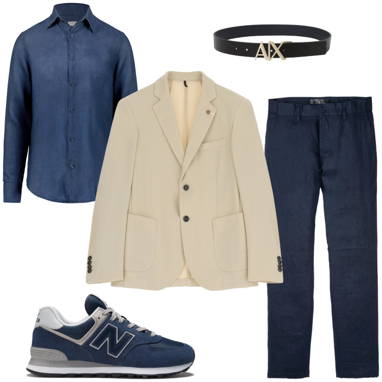 Outfit uomo - Il blazer chiaro. Stile Casual per Ufficio. Abbinamento con pantaloni, sneakers, giacche, cinture, camicie.