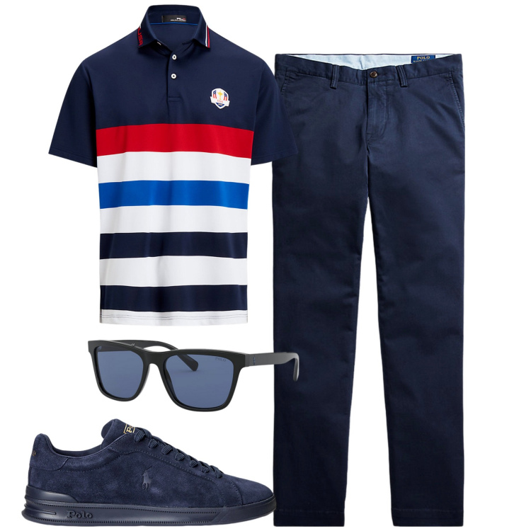 Outfit uomo - Total look #1946186. Stile Urban per Tutti i giorni. Abbinamento con pantaloni, occhiali da sole, sneakers, polo.