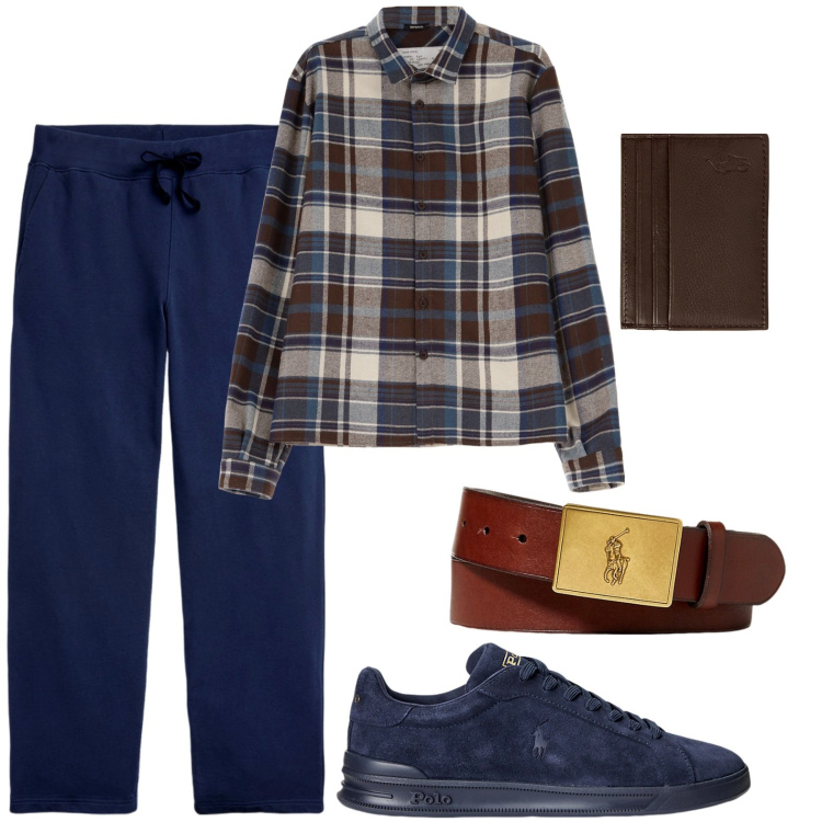 Outfit uomo - Camicia a quadri. Stile Trendy per Tutti i giorni. Abbinamento con camicie, pantaloni, cinture, sneakers, portafogli.