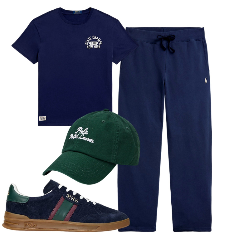 Outfit uomo - Total look #1946208. Stile Casual per Tutti i giorni. Abbinamento con pantaloni, cappelli, sneakers, t-shirt.