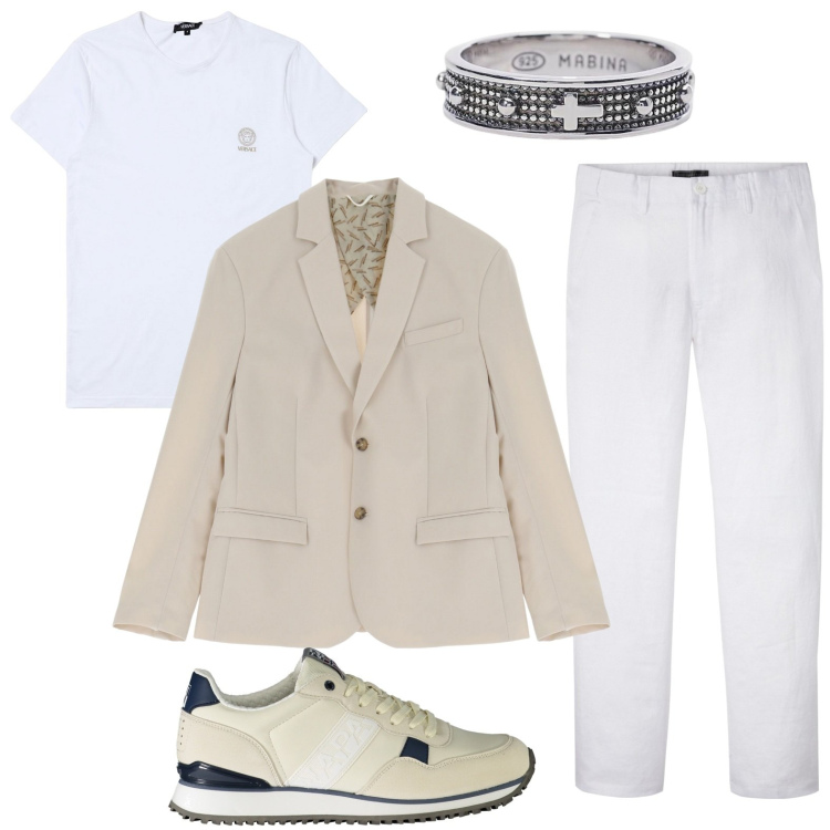 Outfit uomo - Sofisticato in blazer. Stile Trendy per Serata speciale. Abbinamento con pantaloni, anelli, giacche, t-shirt, sneakers.