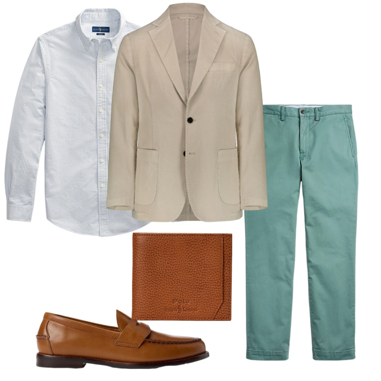 Outfit uomo - In the office. Stile Casual per Ufficio. Abbinamento con scarpe stringate, pantaloni, camicie, portafogli, giacche.