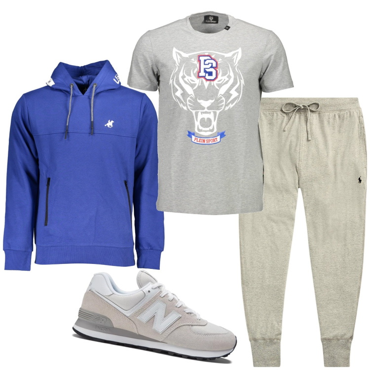 Outfit uomo - Electric blue. Stile Casual per Sport. Abbinamento con sneakers, pantaloni, felpe con cappuccio, t-shirt.