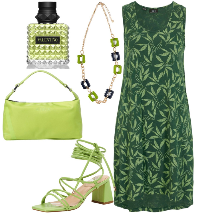 Outfit donna - Total look #1946591. Stile Casual per Tutti i giorni. Abbinamento con vestiti senza maniche, profumi, sandali alla schiava, ciondoli, borse a spalla.