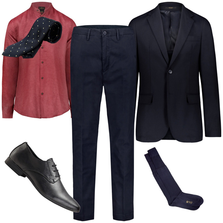 Outfit uomo - Total look #1946608. Stile Business/Elegante per Serata speciale. Abbinamento con scarpe stringate, giacche, calzini, camicie, cravatte, pantaloni.
