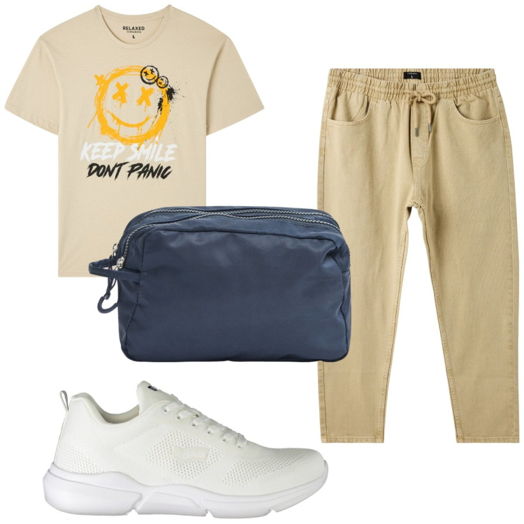 Outfit uomo - Total look #1946655. Stile Casual per Tutti i giorni. Abbinamento con t-shirt, borse sportive, pantaloni, sneakers.