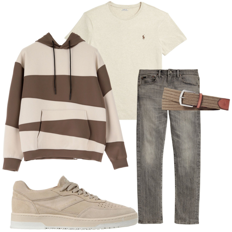 Outfit uomo - Settembre alle porte. Stile Casual per Tutti i giorni. Abbinamento con felpe con cappuccio, cinture, t-shirt, jeans, sneakers.