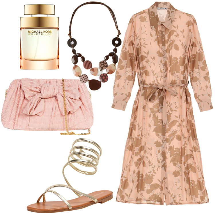 Outfit donna - Total look #1946868. Stile Casual chic per Tutti i giorni. Abbinamento con profumi, sandali, vestiti midi/longuette, pochette, collane.