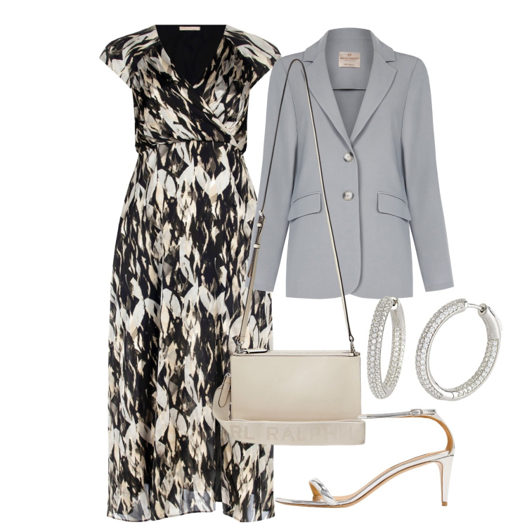 Outfit donna - Cerimonia a settembre. Stile Chic per Cerimonia. Abbinamento con orecchini, vestiti midi/longuette, blazer, borse a tracolla, sandali col tacco.
