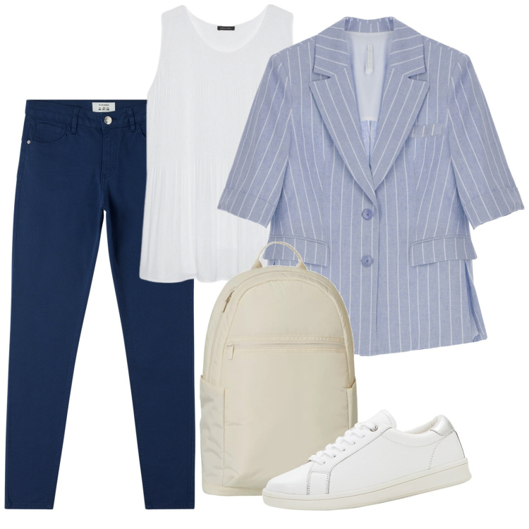 Outfit donna - Total look #1947115. Stile Casual per Ufficio. Abbinamento con sneakers, pantaloni, zaini, blazer, top.