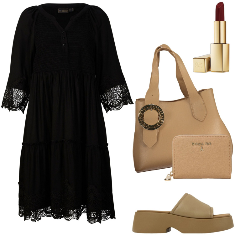 Outfit donna - Total look #1947292. Stile Casual per Tutti i giorni. Abbinamento con vestiti chemisier, rossetti, borse a spalla, sandali in pelle, portafogli.