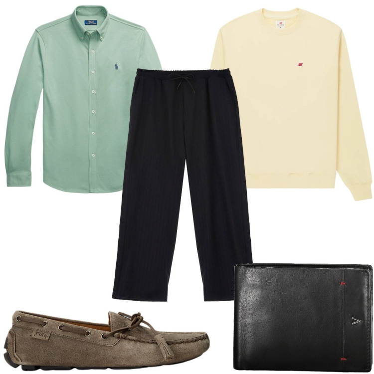 Outfit uomo - Total look #1947393. Stile Casual per Tutti i giorni. Abbinamento con felpe, pantaloni, scarpe stringate, camicie, portafogli.