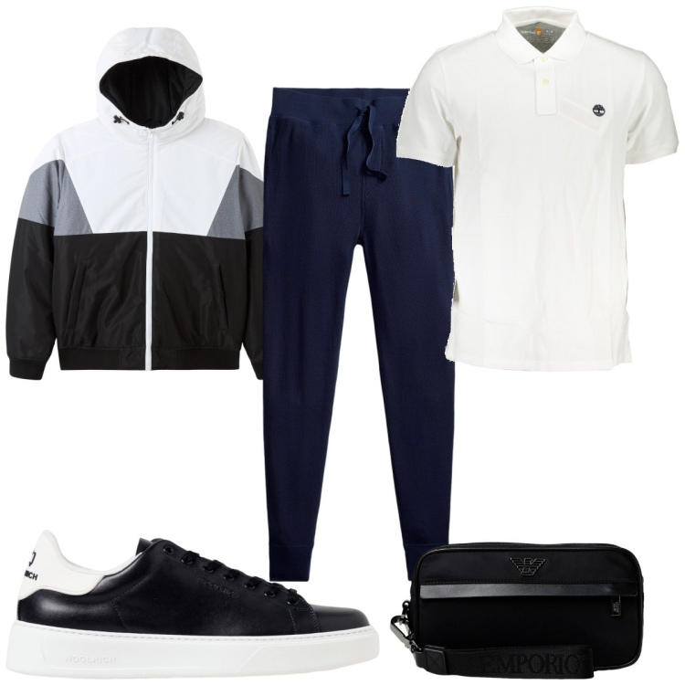 Outfit uomo - Total look #1947399. Stile Trendy per Sport. Abbinamento con giacche, pantaloni, polo, borse sportive, sneakers.
