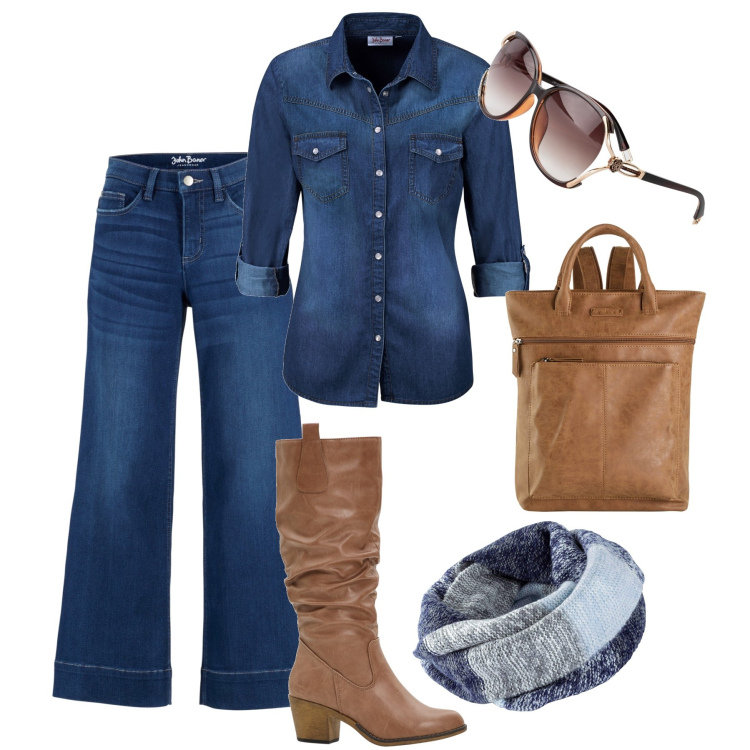 Outfit donna - Must have: la camicia di jeans. Stile Urban per Tutti i giorni. Abbinamento con jeans a zampa, camicie, stivali, zaini, foulard, occhiali da sole.
