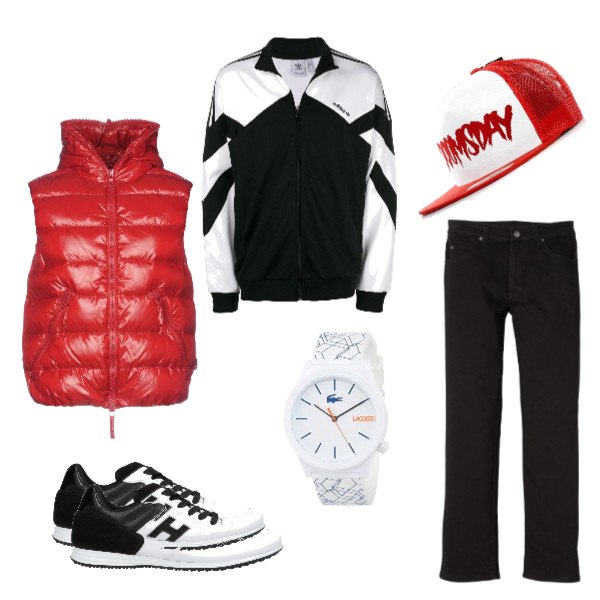 Outfit uomo - Un tocco di rosso. Stile Urban per Tutti i giorni.