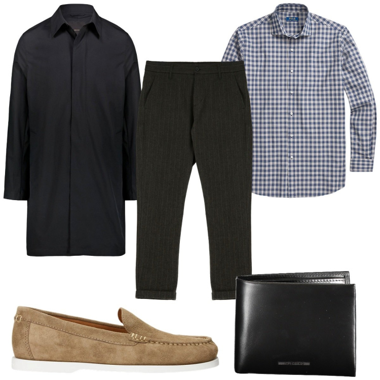 Outfit uomo - Total look #1948049. Stile Casual per Tutti i giorni. Abbinamento con pantaloni, scarpe stringate, camicie, giacche, portafogli.