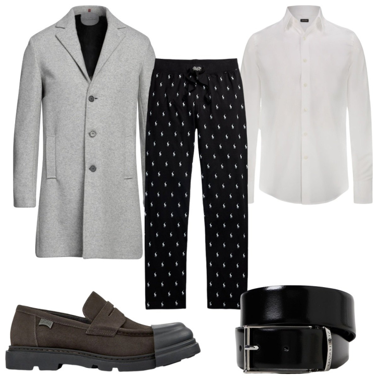 Outfit uomo - Total look #1948114. Stile Casual per Tutti i giorni. Abbinamento con cappotti, pantaloni, scarpe stringate, camicie, cinture.