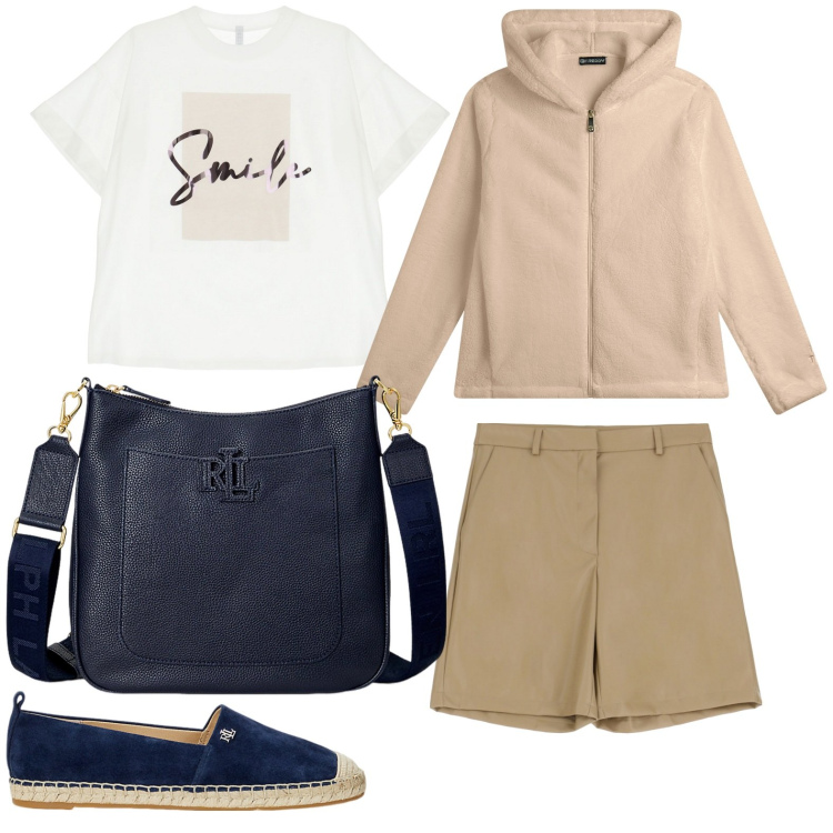 Outfit donna - T-shirt con messaggio. Stile Urban per Scuola/Università. Abbinamento con t-shirt, shorts, felpe con cappuccio, borse a tracolla, espadrillas.