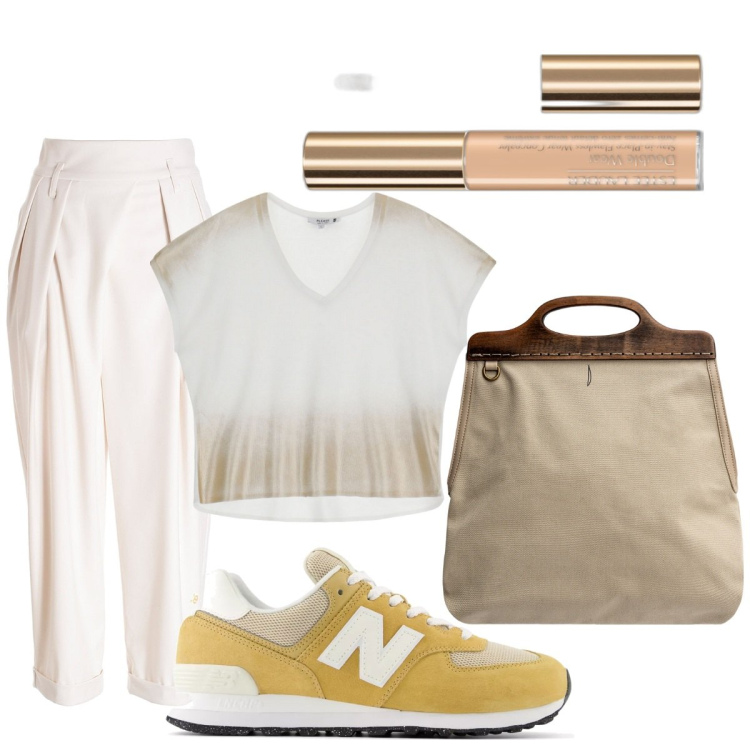 Outfit donna - Total look Urbano. Stile Urban per Tutti i giorni. Abbinamento con correttori, sneakers, pantaloni, t-shirt, borse a tracolla.