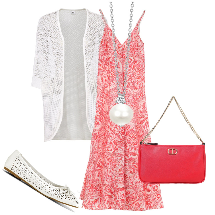 Outfit donna - La perla pendente. Stile Bon Ton per Serata fuori. Abbinamento con cardigans, ballerine, collane, vestiti lunghi, borse a spalla.