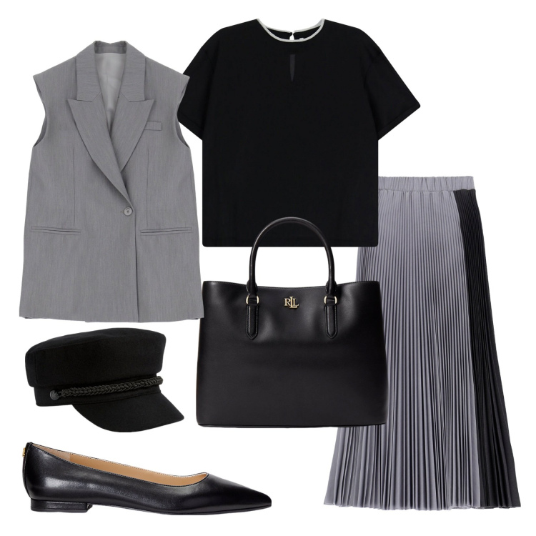 Outfit donna - Imperial contest!!!. Stile Chic per Ufficio. Abbinamento con gonne lunghe, t-shirt, gilet, borse a mano, ballerine, cappelli.
