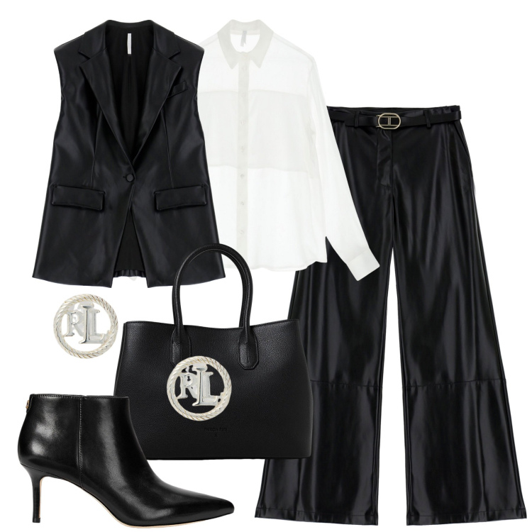 Outfit donna - Meteopolitan. Stile Trendy per Tutti i giorni. Abbinamento con pantaloni, camicie, gilet, orecchini, stivaletti, borse a mano.
