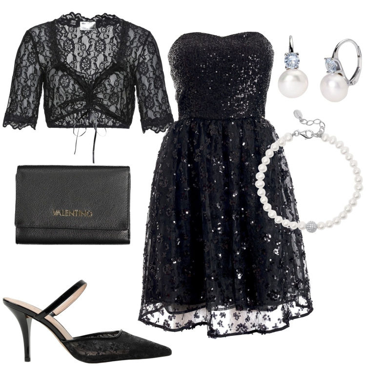 Outfit donna - Total look #1949022. Stile Chic per Cerimonia. Abbinamento con camicie, braccialetti, orecchini, vestiti midi/longuette, scarpe col tacco, portafogli.