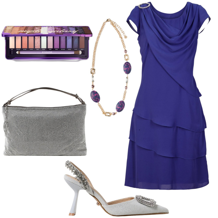 Outfit donna - Total look #1949023. Stile Chic per Serata fuori. Abbinamento con vestiti corti, ombretti, ciondoli, borse a spalla, scarpe col tacco.