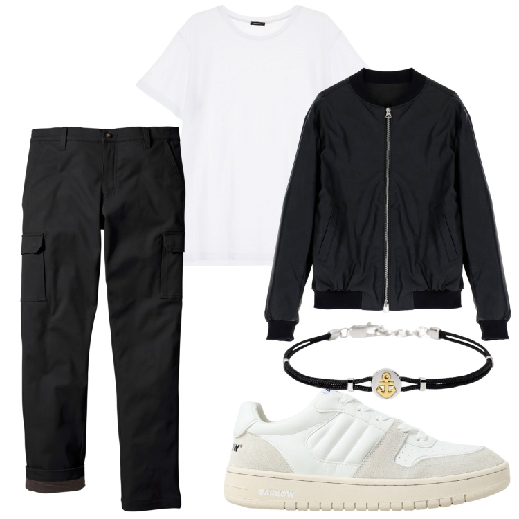 Outfit uomo - L\' estate sta finendo. Stile Casual per Serata speciale. Abbinamento con pantaloni cargo, braccialetti, giacche, t-shirt, sneakers.