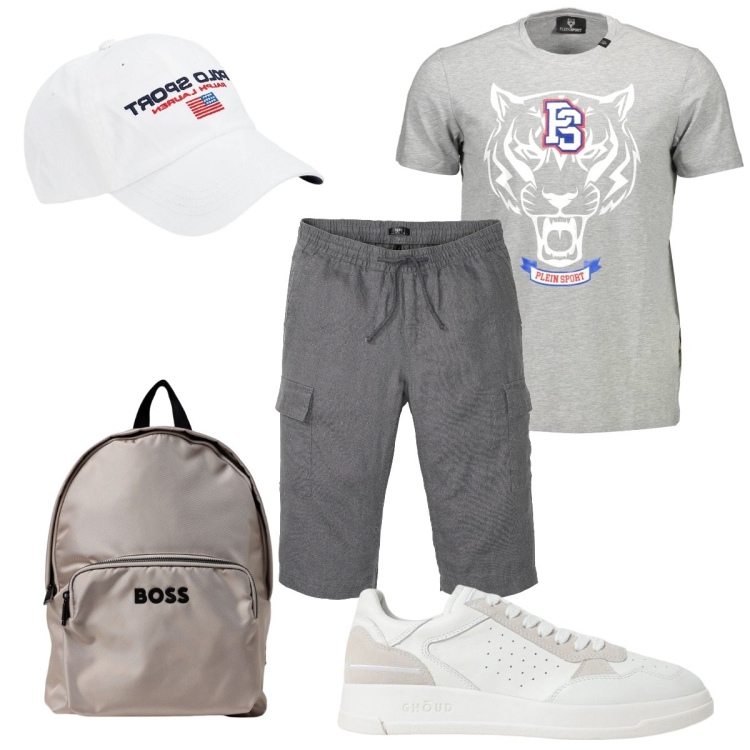 Outfit uomo - I pantalonicini di lino. Stile Trendy per Tutti i giorni. Abbinamento con bermuda, cappelli, t-shirt, borse sportive, sneakers.