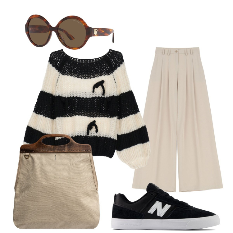 Outfit donna - Maglione morbidissimo…. Stile Minimal per Ufficio. Abbinamento con sneakers, pantaloni, maglieria, occhiali da sole, borse a tracolla.