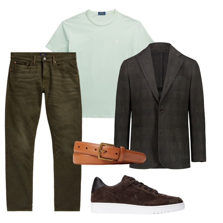 Outfit uomo - Aperitivo a settembre. Stile Casual per Tutti i giorni. Abbinamento con t-shirt, cinture, sneakers, jeans, giacche.