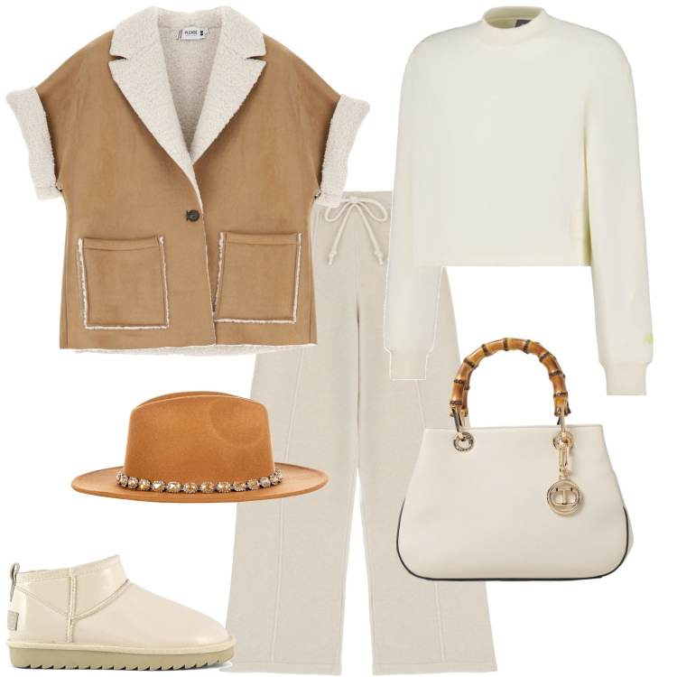 Outfit donna - Total look #1950002. Stile Minimal per Scuola/Università. Abbinamento con blazer, pantaloni, felpe, cappelli, stivali, borse a mano.