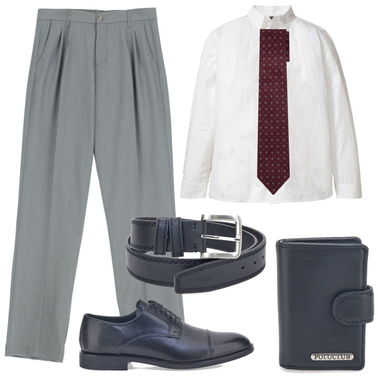 Outfit uomo - Rientro in ufficio. Stile Business/Elegante per Ufficio. Abbinamento con camicie, pantaloni, scarpe stringate, cravatte, portafogli, cinture.