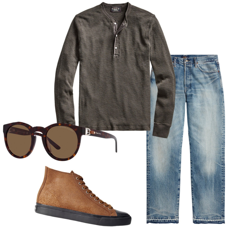 Outfit uomo - Casual but cool. Stile Casual per Tutti i giorni. Abbinamento con sneakers, t-shirt, occhiali da sole, jeans dritti.