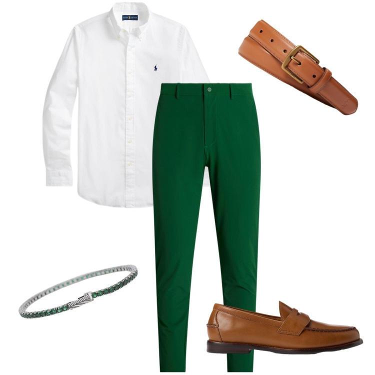 Outfit uomo - Aperitivo con i colleghi. Stile Business/Elegante per Ufficio. Abbinamento con braccialetti, cinture, scarpe stringate, camicie, pantaloni.