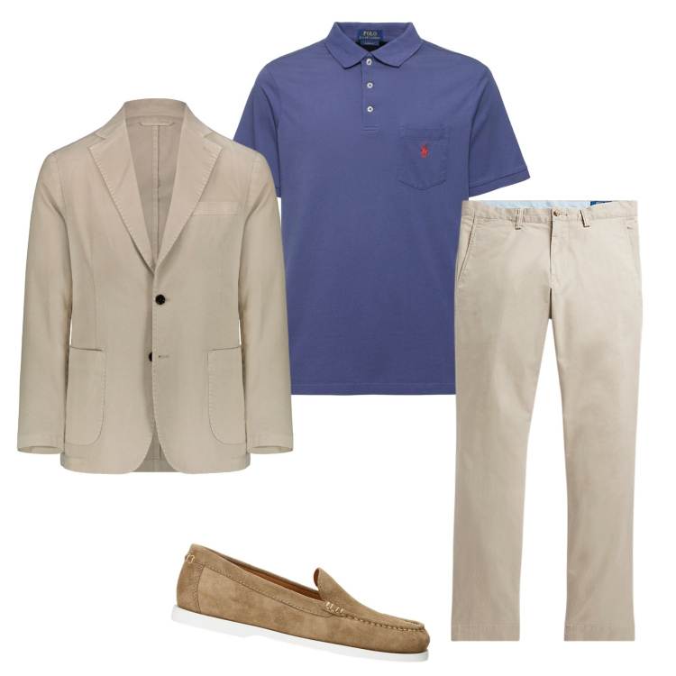 Outfit uomo - Aperitivo post ufficio. Stile Business/Elegante per Ufficio. Abbinamento con pantaloni, scarpe stringate, giacche, polo.