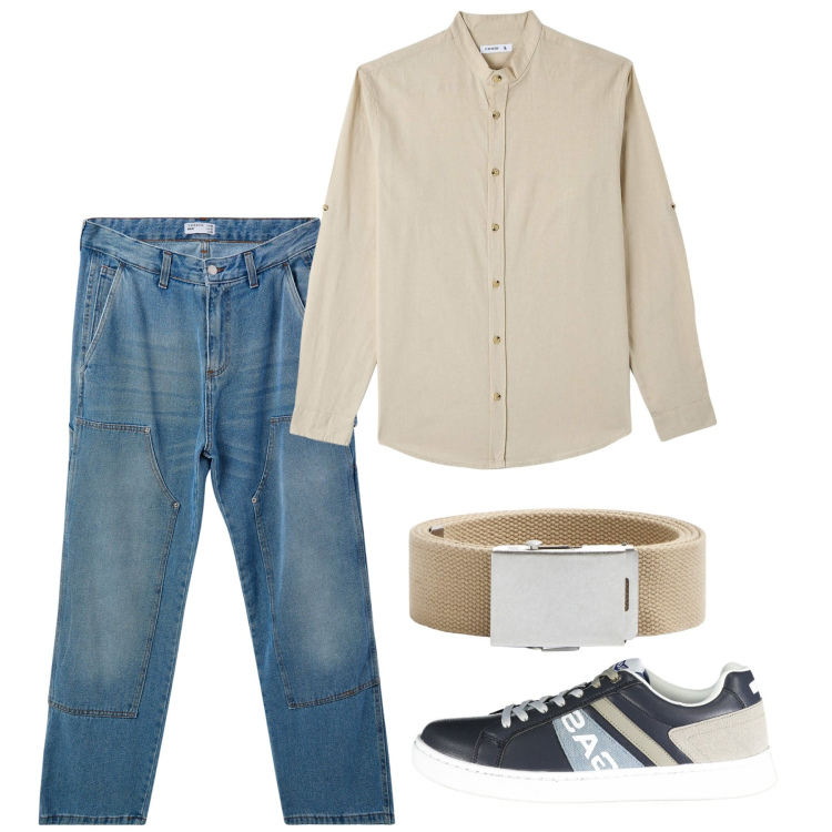 Outfit uomo - Casual. Stile Casual per Tutti i giorni. Abbinamento con camicie, cinture, jeans, sneakers.