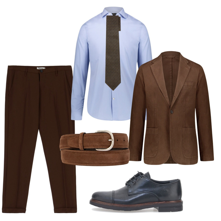 Outfit uomo - Le stringate per il rientro. Stile Business/Elegante per Ufficio. Abbinamento con pantaloni, camicie, cinture, scarpe stringate, giacche, cravatte.