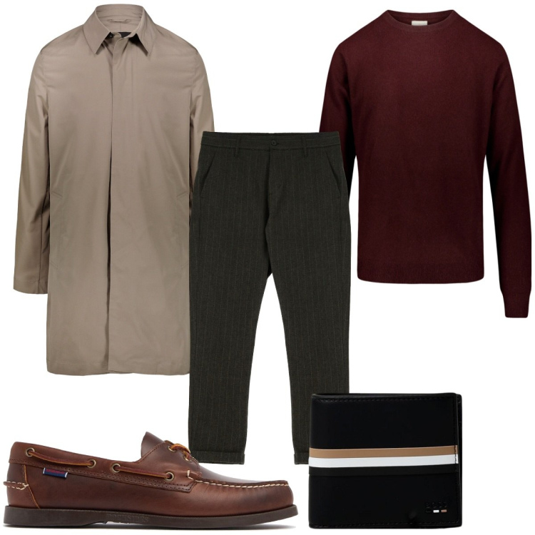 Outfit uomo - Le stringate marroni in ufficio. Stile Casual per Tutti i giorni. Abbinamento con pantaloni, maglieria, giacche, scarpe stringate, portafogli.