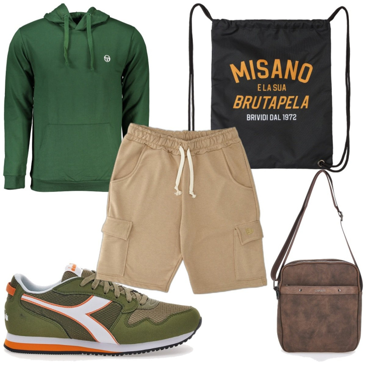 Outfit uomo - Total look #1951258. Stile Trendy per Tutti i giorni. Abbinamento con borse sportive, felpe con cappuccio, portafogli, sneakers, pantaloni.