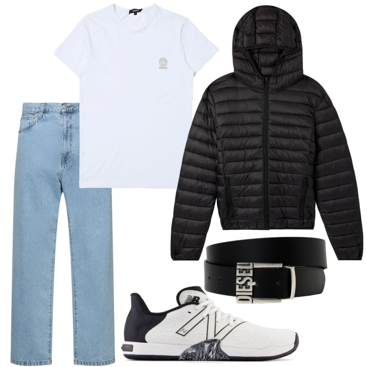 Outfit uomo - Trendy in jeans. Stile Casual per Tutti i giorni. Abbinamento con giacche, sneakers, t-shirt, cinture, jeans.